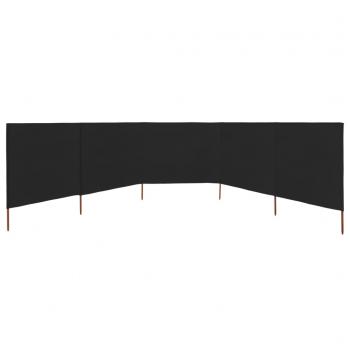 5-teiliges Windschutzgewebe 600 x 80 cm Schwarz 