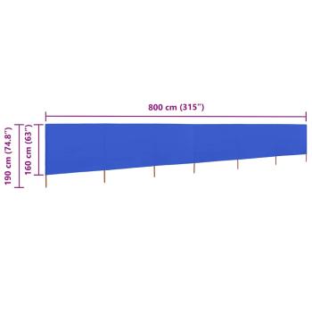 6-teiliges Windschutzgewebe 800 x 160 cm Azurblau