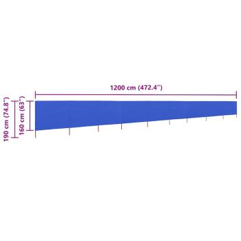 9-teiliges Windschutzgewebe 1200 x 160 cm Azurblau