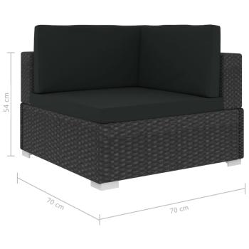 ARDEBO.de - 6-tlg. Garten-Lounge-Set Schwarz mit Auflagen Poly Rattan