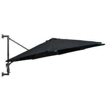 Sonnenschirm Wandmontage mit Metallmast 300 cm Schwarz