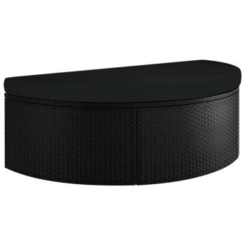 Gartenbett mit Sonnenschirm Poly Rattan Schwarz