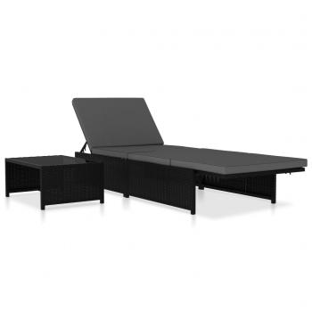 Outdoor-Lehnstühle 2 Stk. mit Tisch Schwarz Poly-Rattan
