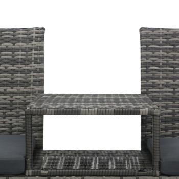 2-Sitzer-Gartensofa mit Teetisch Poly Rattan Anthrazit
