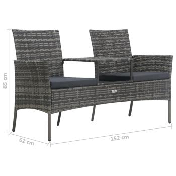 2-Sitzer-Gartensofa mit Teetisch Poly Rattan Anthrazit