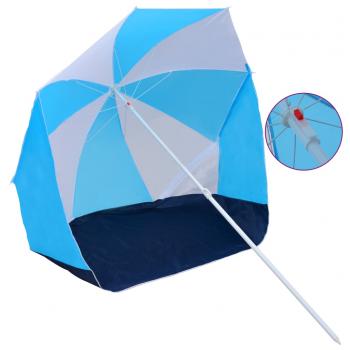 ARDEBO.de - Strandschirm-Windschutz Blau und Weiß 180 cm Stoff
