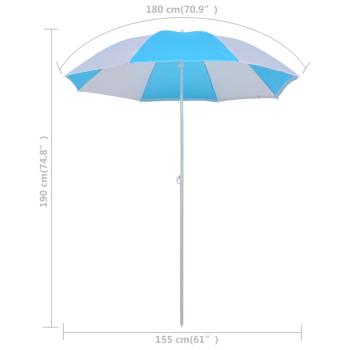 Strandschirm-Windschutz Blau und Weiß 180 cm Stoff