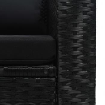 6-tlg. Garten-Lounge-Set mit Auflagen Poly Rattan Schwarz