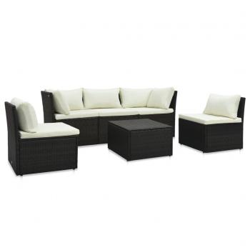 ARDEBO.de - 4-tlg. Garten-Lounge-Set mit Kissen Poly-Rattan Braun