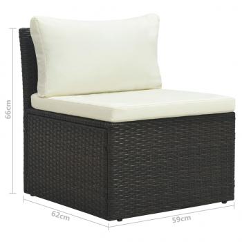 4-tlg. Garten-Lounge-Set mit Kissen Poly-Rattan Braun