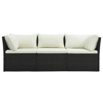 4-tlg. Garten-Lounge-Set mit Kissen Poly-Rattan Braun