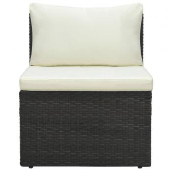 4-tlg. Garten-Lounge-Set mit Kissen Poly-Rattan Braun
