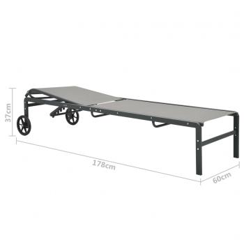 Sonnenliegen 2 Stk. mit Tisch Textilene und Stahl