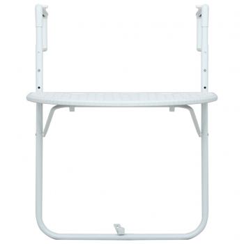 ARDEBO.de - Balkonhängetisch Weiß 60 x 64 x 83,5 cm Kunststoff Rattanoptik