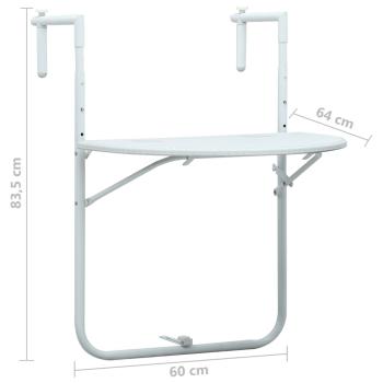 Balkonhängetisch Weiß 60 x 64 x 83,5 cm Kunststoff Rattanoptik