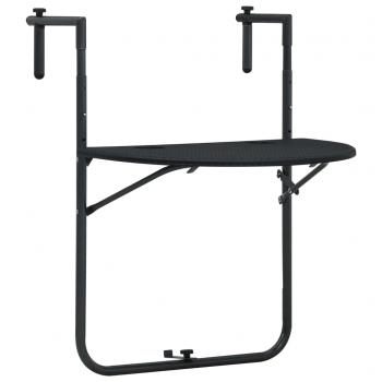 ARDEBO.de - Balkonhängetisch Schwarz 60x64x83,5 cm Kunststoff Rattanoptik