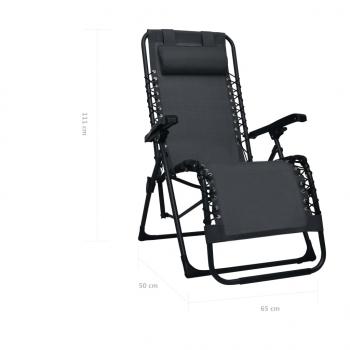 Klappbarer Liegestuhl Schwarz Textilene