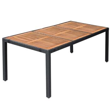 9-tlg. Garten-Essgruppe Poly-Rattan Akazienholz Schwarz