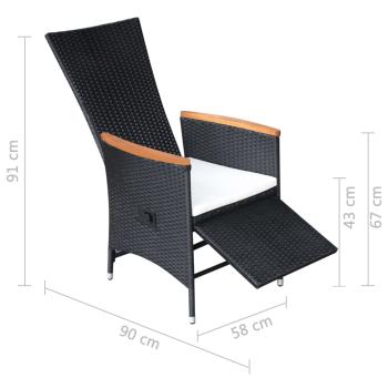 9-tlg. Garten-Essgruppe Poly-Rattan Akazienholz Schwarz