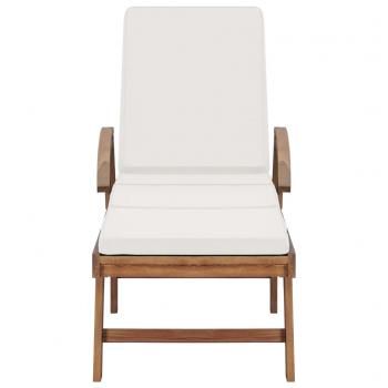 Sonnenliege mit Auflage Massivholz Teak Creme