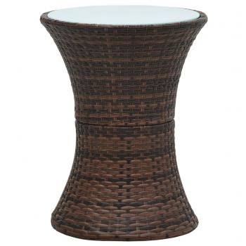 ARDEBO.de - Garten-Beistelltisch Trommelform Braun Poly Rattan