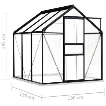 Gewächshaus mit Fundament Anthrazit Aluminium 3,61 m²