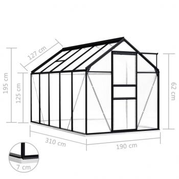 ARDEBO.de - Gewächshaus mit Fundament Anthrazit Aluminium 5,89 m²