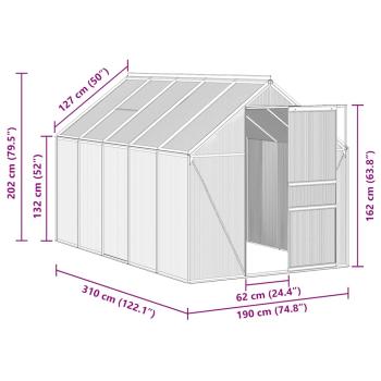 Gewächshaus mit Fundament Anthrazit Aluminium 5,89 m²