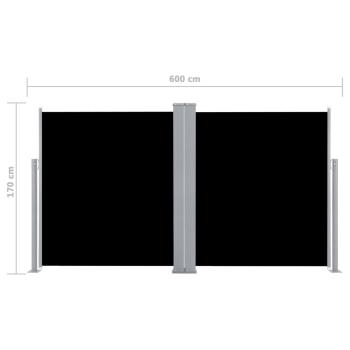 Ausziehbare Seitenmarkise Doppelt 170 x 600 cm Schwarz