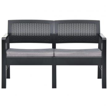 ARDEBO.de - 2-Sitzer-Gartenbank mit Auflagen 120 cm Kunststoff Anthrazit