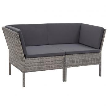 ARDEBO.de - 6-tlg. Garten-Sofagarnitur mit Auflagen Poly Rattan Grau