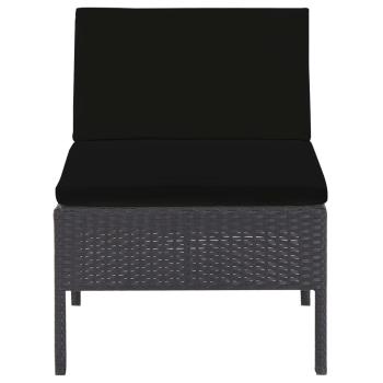 6-tlg. Garten-Lounge-Set mit Auflagen Poly Rattan Schwarz