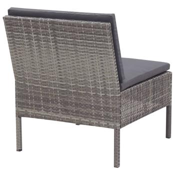 ARDEBO.de - 5-tlg. Garten-Sofagarnitur mit Auflagen Poly Rattan Grau
