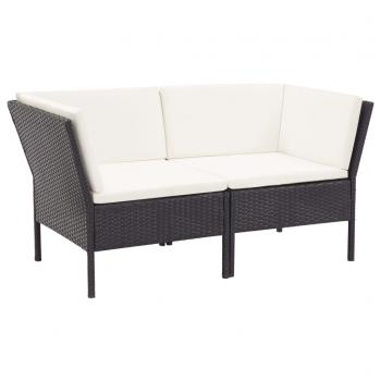 ARDEBO.de - 6-tlg. Garten-Lounge-Set mit Auflagen Poly Rattan Schwarz
