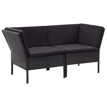 ARDEBO.de - 6-tlg. Garten-Lounge-Set mit Auflagen Poly Rattan Schwarz
