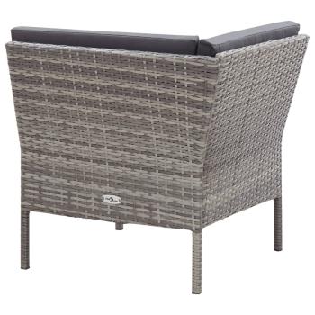 ARDEBO.de - 6-tlg. Garten-Lounge-Set mit Auflagen Poly Rattan Grau