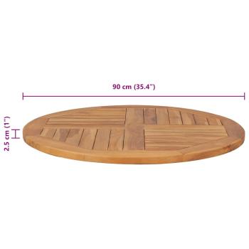 Tischplatte Massivholz Teak Rund 2,5 cm 90 cm