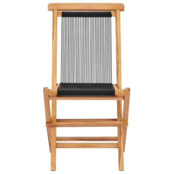 Klappbare Gartenstühle 2 Stk. Massivholz Teak und Seil