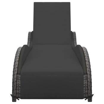 Sonnenliege mit Auflage Poly Rattan Anthrazit