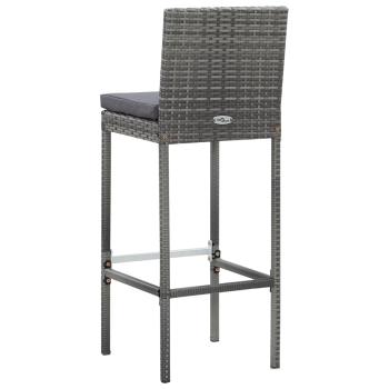 ARDEBO.de - 7-tlg. Gartenbar-Set mit Auflagen Poly Rattan Grau