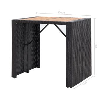 ARDEBO.de - 5-tlg. Garten-Bar-Set Poly Rattan und Akazienholz Schwarz
