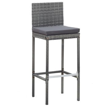 5-tlg. Garten-Bar-Set Poly Rattan und Akazienholz Grau