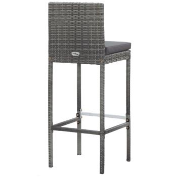 5-tlg. Garten-Bar-Set Poly Rattan und Akazienholz Grau