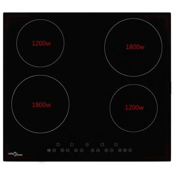Glaskeramik-Kochfeld mit 4 Platten Touch Control 6000 W