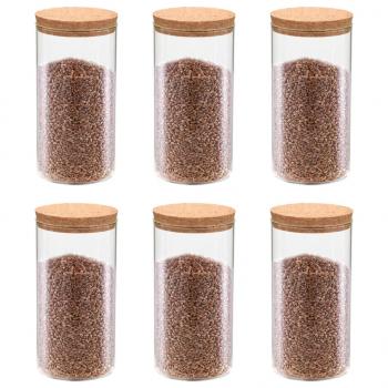 ARDEBO.de - Vorratsgläser mit Korkdeckel 6 Stk. 1100 ml