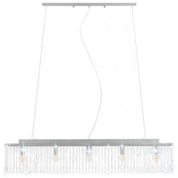 Deckenleuchte mit Kristallperlen Silbern 104 cm E14 