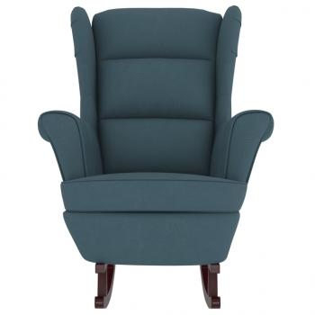 Schaukelsessel und Hocker mit Holzbeinen Blau Samt