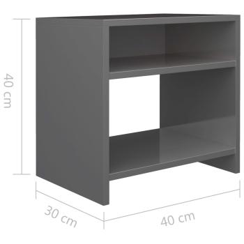 ARDEBO.de - Nachttisch Hochglanz-Grau 40x30x40 cm Holzwerkstoff