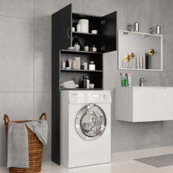 Waschmaschinenschrank Schwarz 64x25,5x190 cm Holzwerkstoff