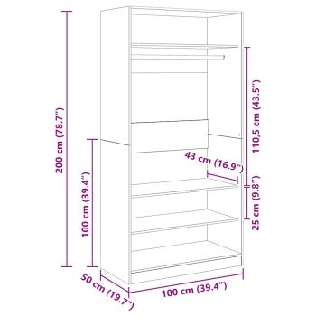 Kleiderschrank Sonoma-Eiche 100x50x200 cm Holzwerkstoff